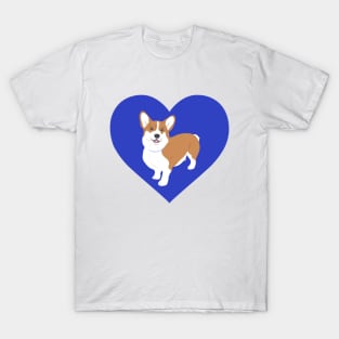 Corgi In A Blue Heart T-Shirt